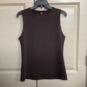 Express Body Contour High Compression Crew Neck Tank- Espresso- Large